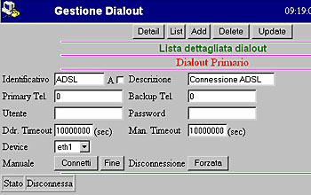 maschera di configurazione connessione ADSL