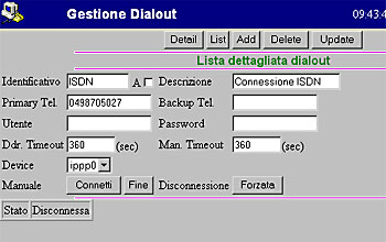 maschera di configurazione connessione ISDN